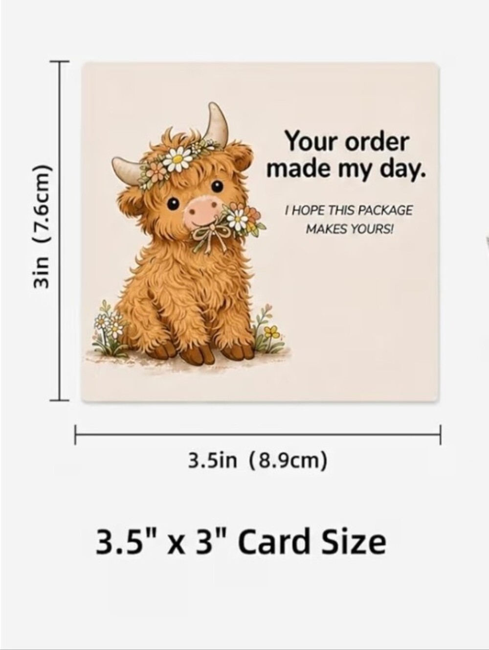 Cute Highland Cow Thank You Cards— Orange Floral Design 40 Cards - Picture 4 of 4